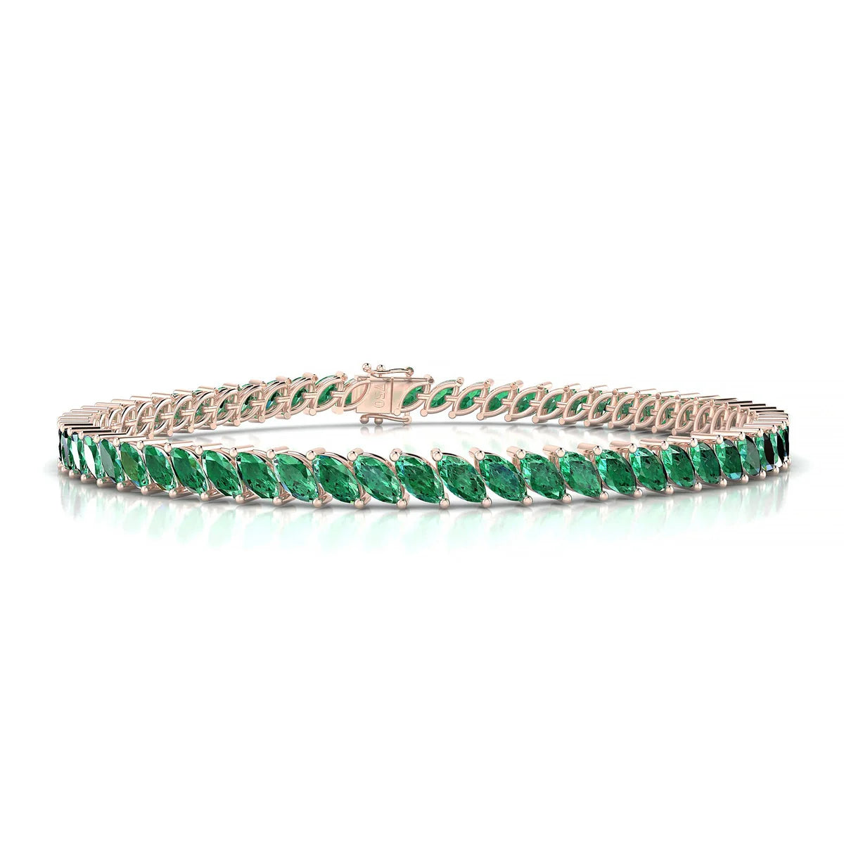 Nile | 18k Rose Gold 5 x 2.5 mm Marquise Natural Emerald Tennis Bracelet