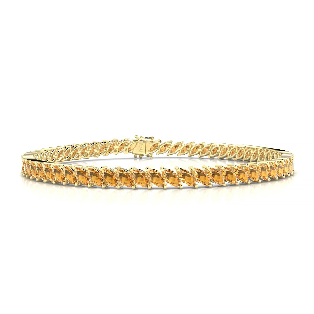 Nile | 18k Yellow Gold 5 x 2.5 mm Marquise Natural Citrine Tennis Bracelet