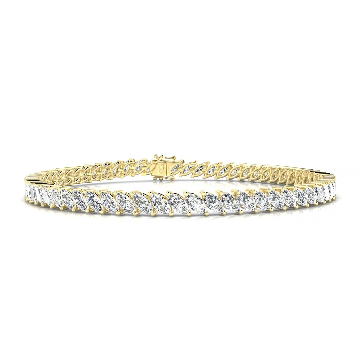 Nile | 18k Yellow Gold 5 x 2.5 mm Marquise Natural Diamond Tennis Bracelet