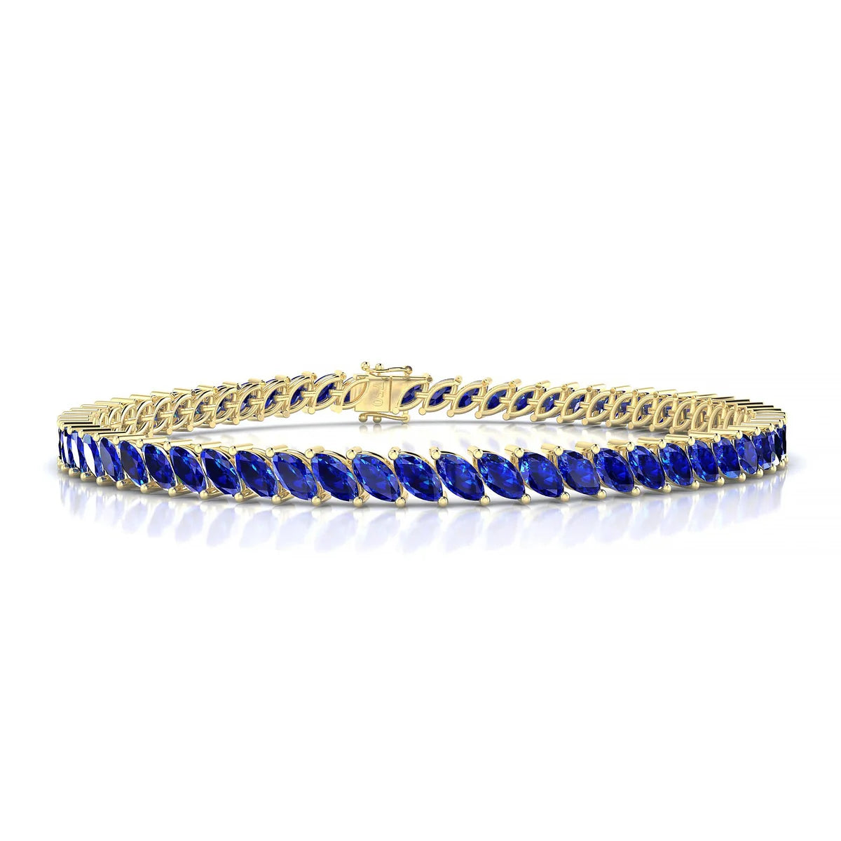 Nile | 18k Yellow Gold 5 x 2.5 mm Marquise Natural Sapphire Tennis Bracelet