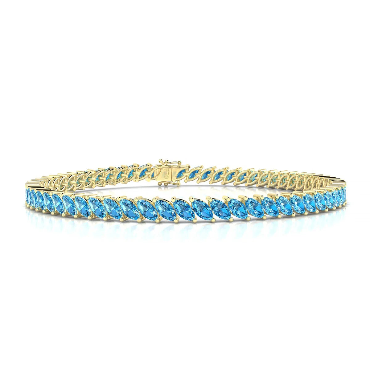 Nile | 18k Yellow Gold 5 x 2.5 mm Marquise Natural Topaz Tennis Bracelet