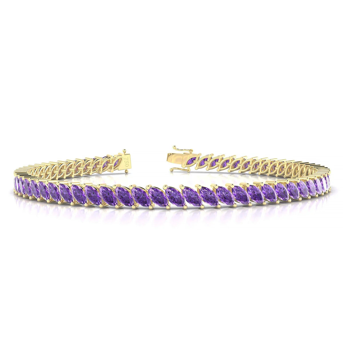 Nile | 18k Yellow Gold 5 x 2.5 mm Marquise Natural Amethyst Tennis Bracelet