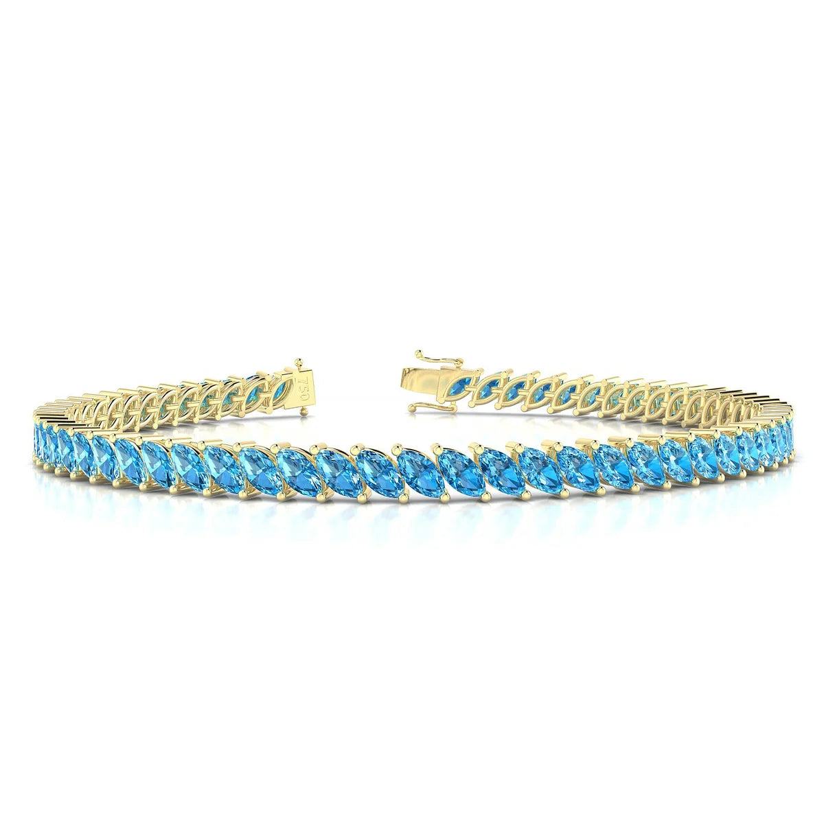 Nile | 18k Yellow Gold 5 x 2.5 mm Marquise Natural Topaz Tennis Bracelet