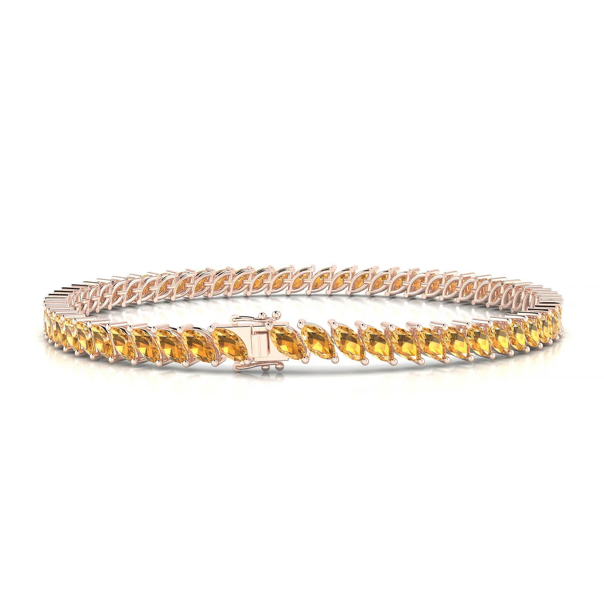 Nile | 18k Rose Gold 5 x 2.5 mm Marquise Natural Citrine Tennis Bracelet
