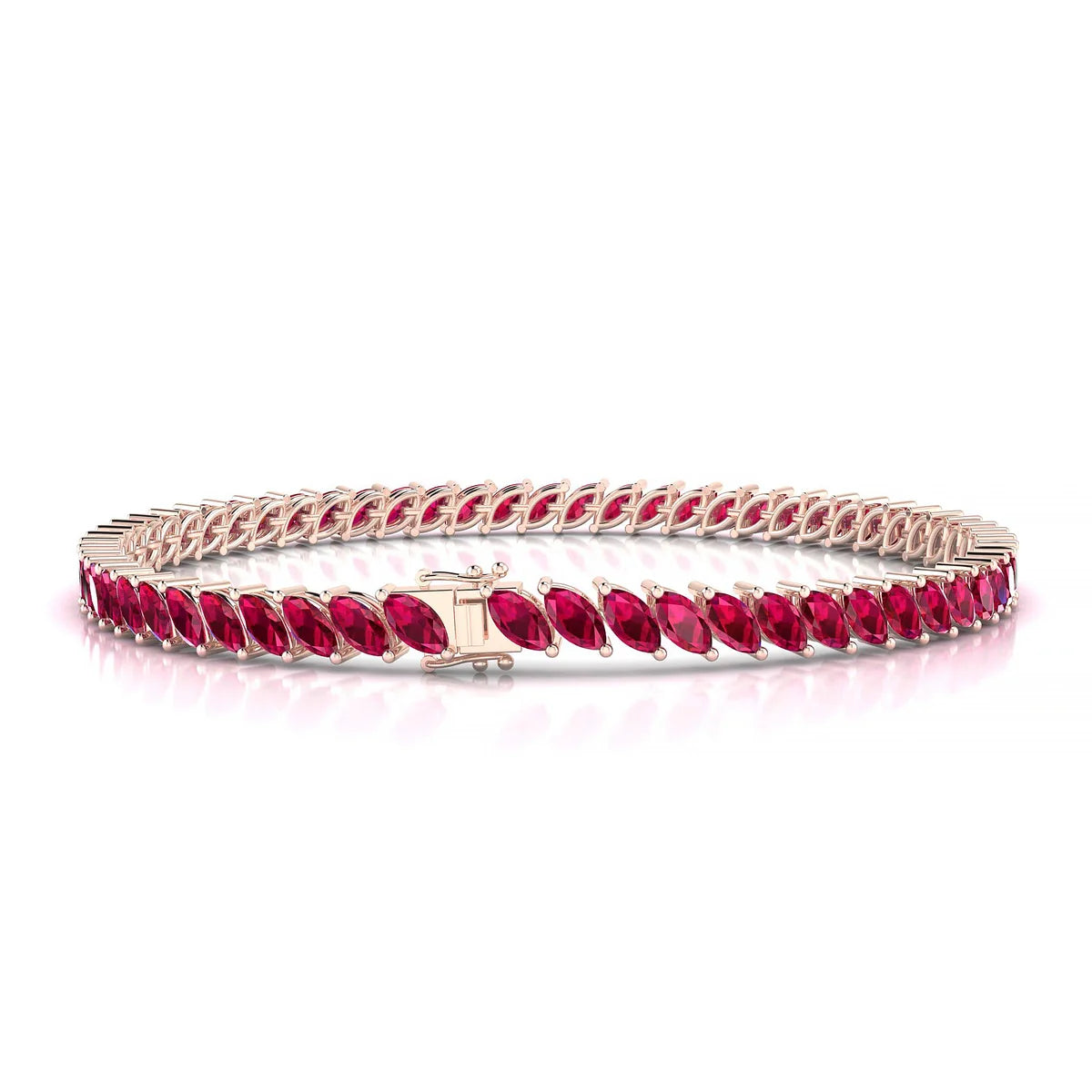 Nile | 18k Rose Gold 5 x 2.5 mm Marquise Natural Ruby Tennis Bracelet