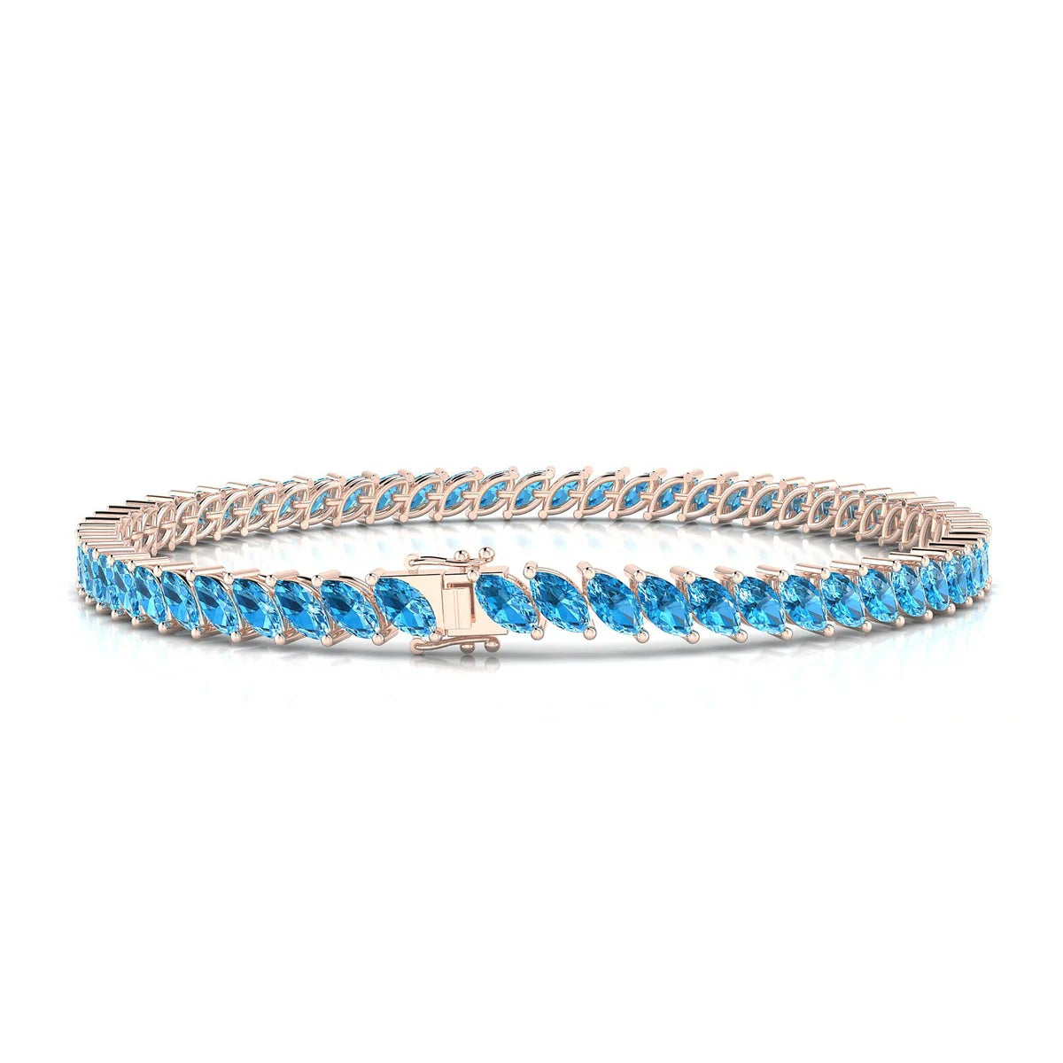 Nile | 18k Rose Gold 5 x 2.5 mm Marquise Natural Topaz Tennis Bracelet