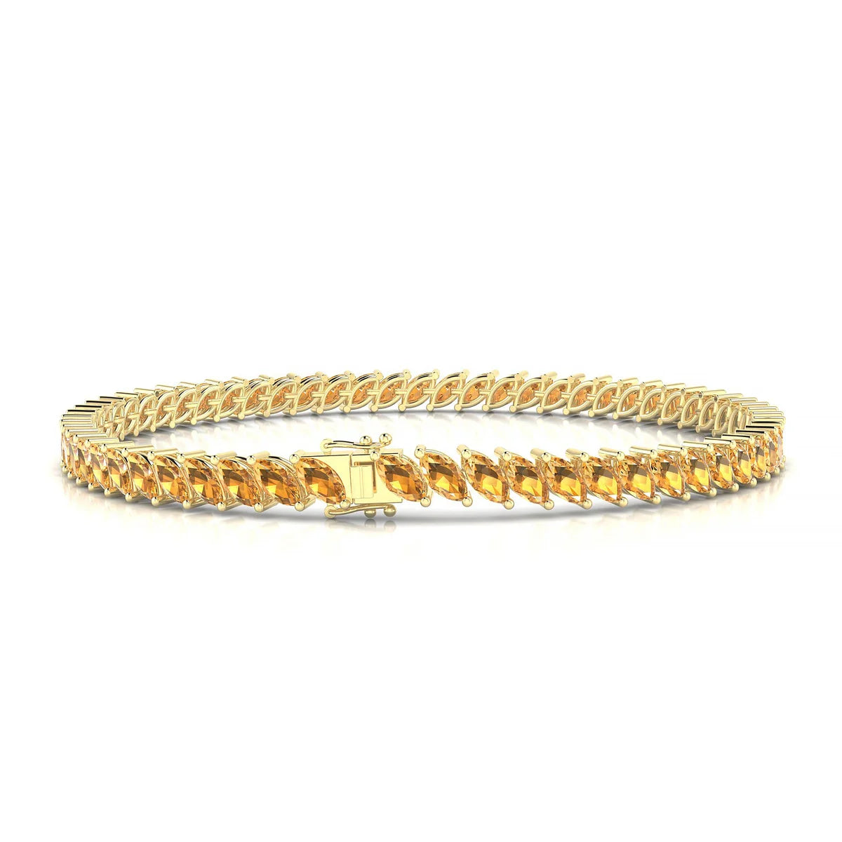 Nile | 18k Yellow Gold 5 x 2.5 mm Marquise Natural Citrine Tennis Bracelet