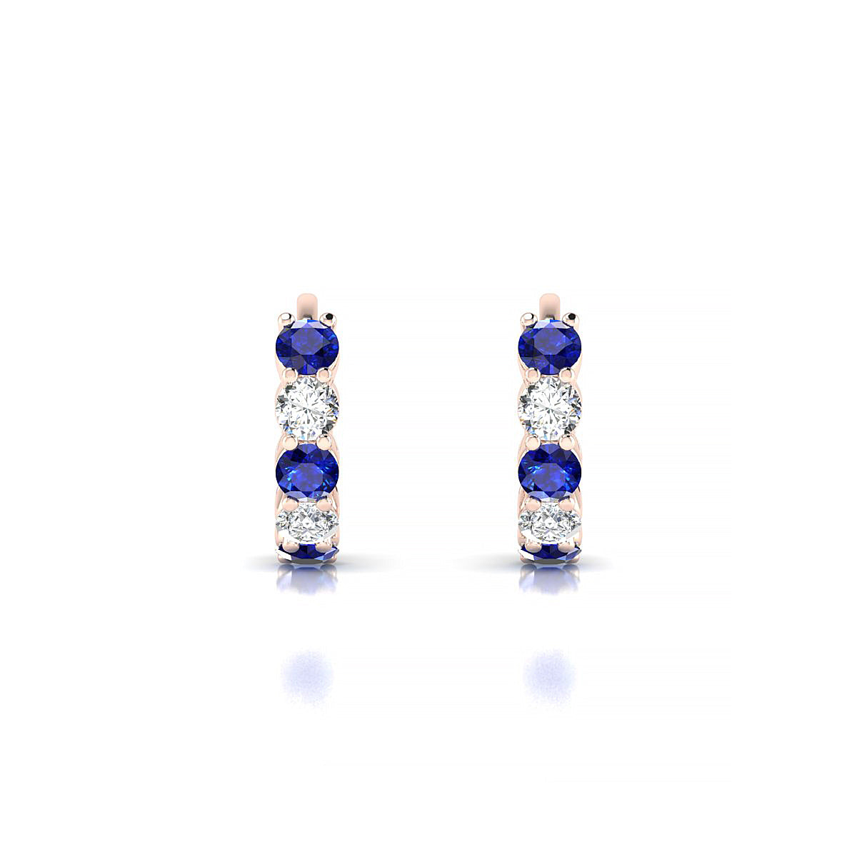 Nova | 18k Rose Gold 2.5 mm Round Sapphire & Diamond Hoop Earrings