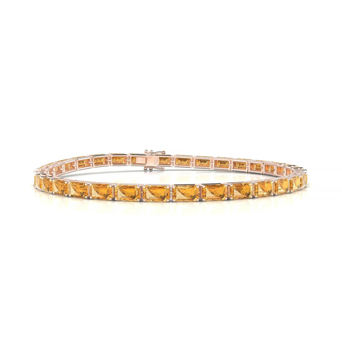 Ozu | 18k Rose Gold 5 x 3 mm Emerald Natural Citrine Tennis Bracelet