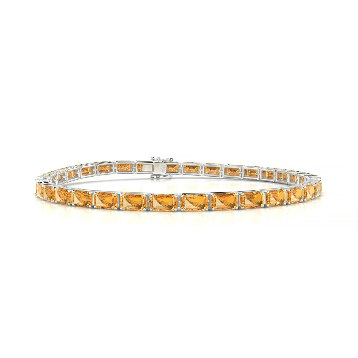 Ozu | 18k White Gold 5 x 3 mm Emerald Natural Citrine Tennis Bracelet