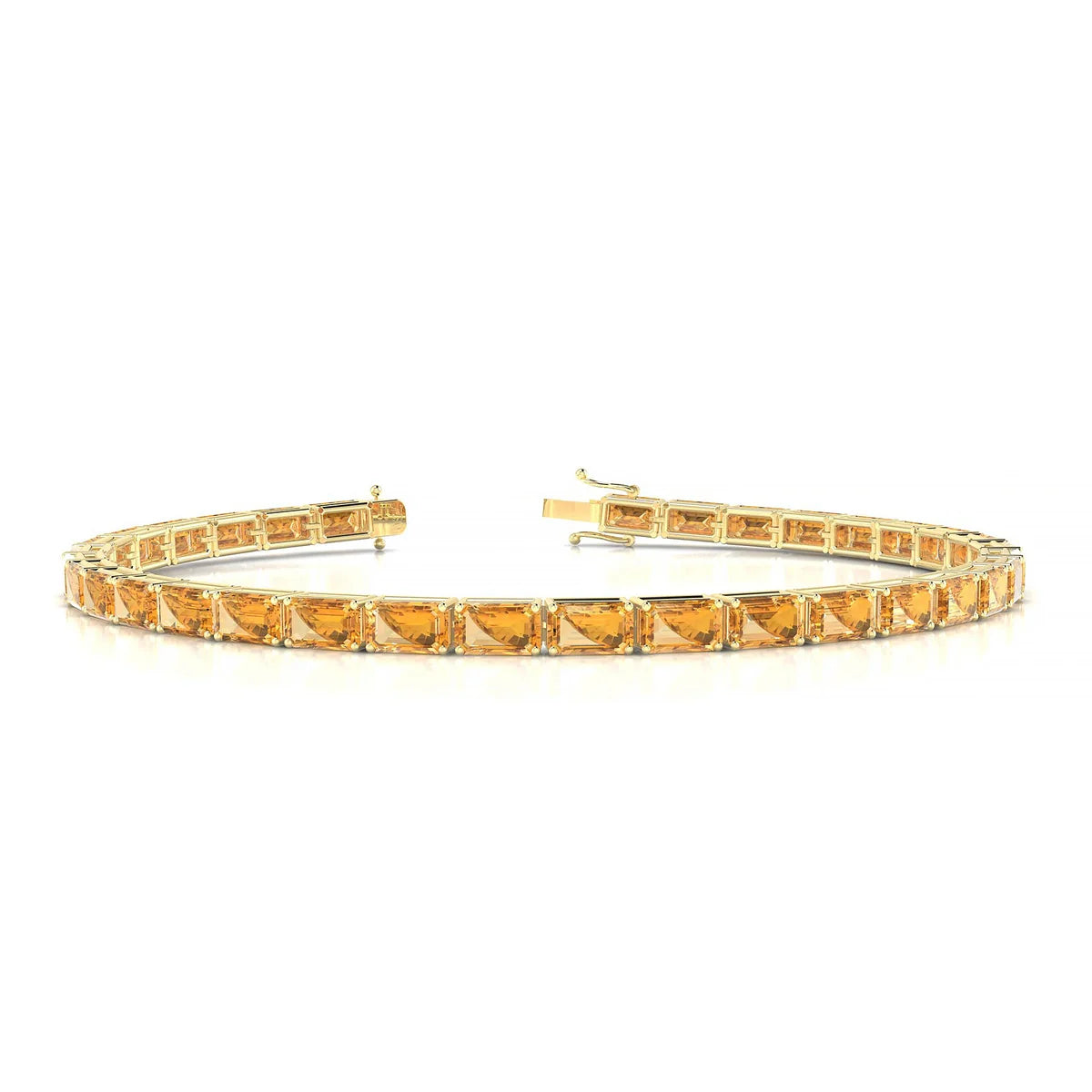 Ozu | 18k Yellow Gold 5 x 3 mm Emerald Natural Citrine Tennis Bracelet