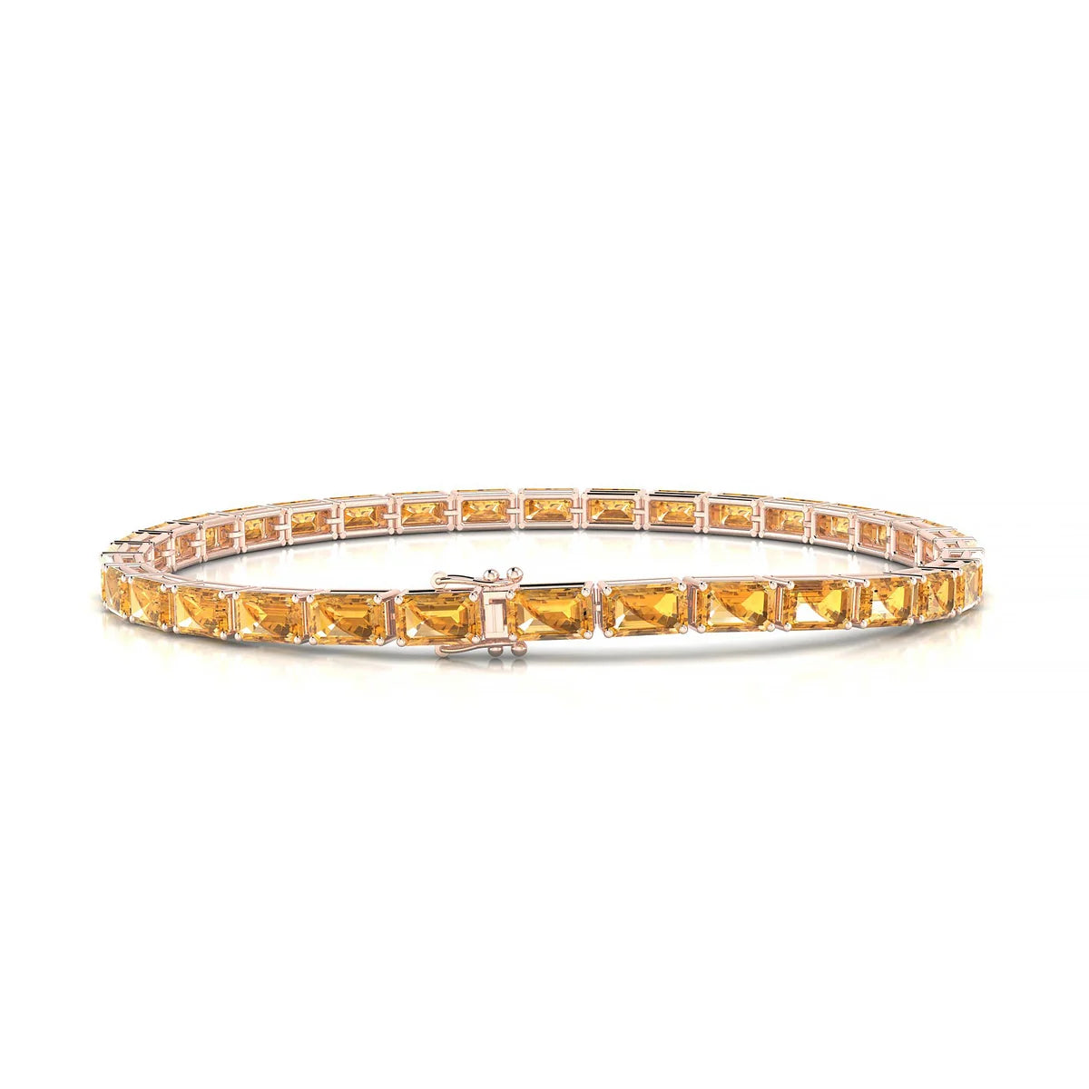 Ozu | 18k Rose Gold 5 x 3 mm Emerald Natural Citrine Tennis Bracelet