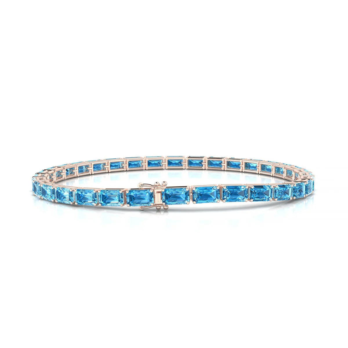 Ozu | 18k Rose Gold 5 x 3 mm Emerald Natural Topaz Tennis Bracelet