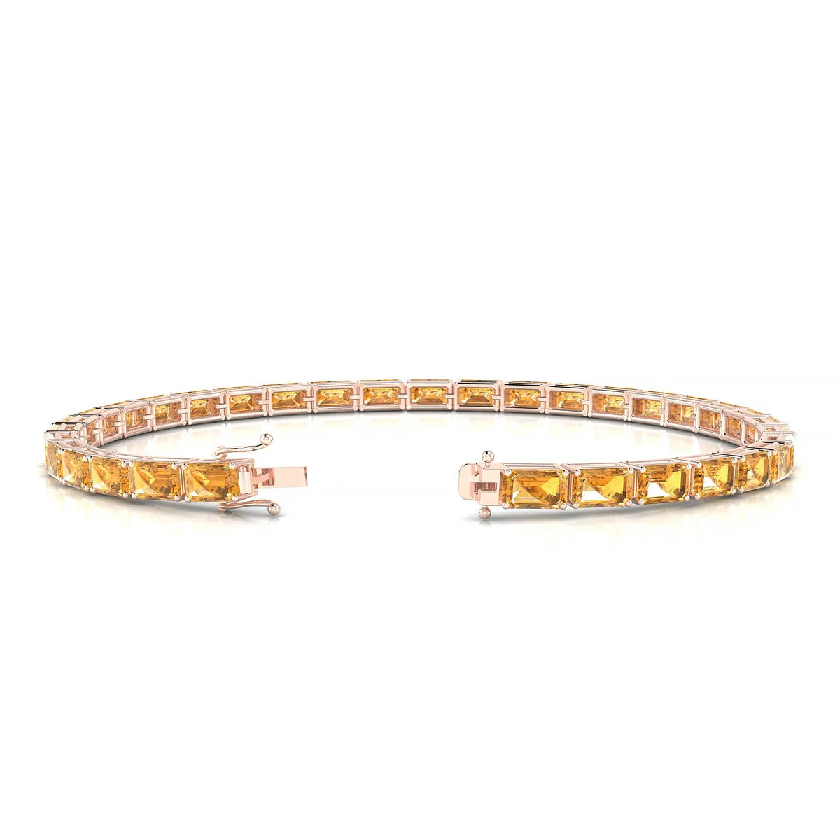 Ozu | 18k Rose Gold 5 x 3 mm Emerald Natural Citrine Tennis Bracelet