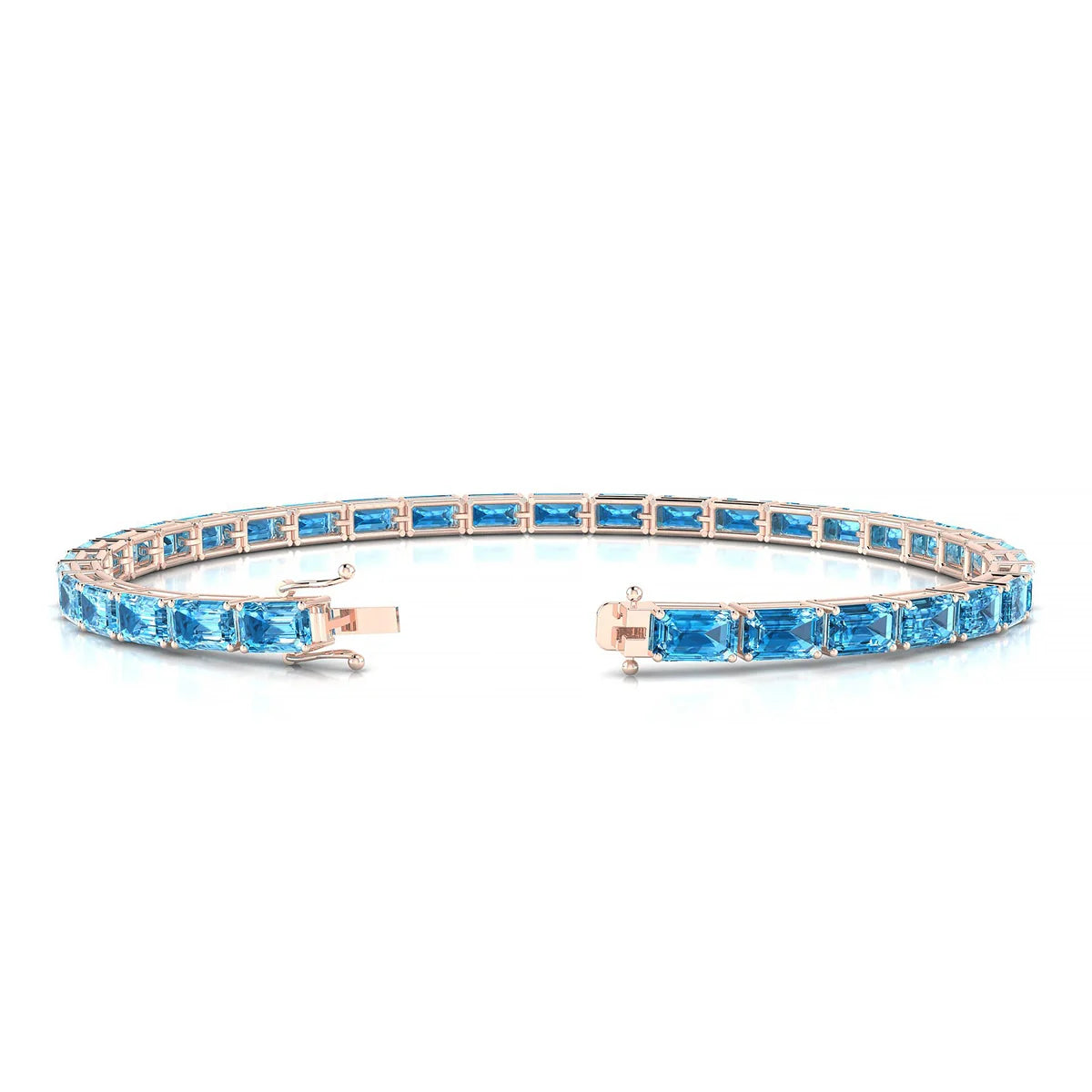 Ozu | 18k Rose Gold 5 x 3 mm Emerald Natural Topaz Tennis Bracelet