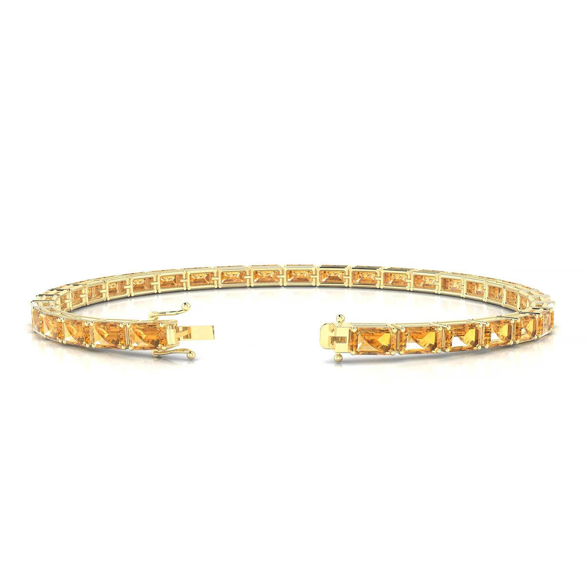 Ozu | 18k Yellow Gold 5 x 3 mm Emerald Natural Citrine Tennis Bracelet