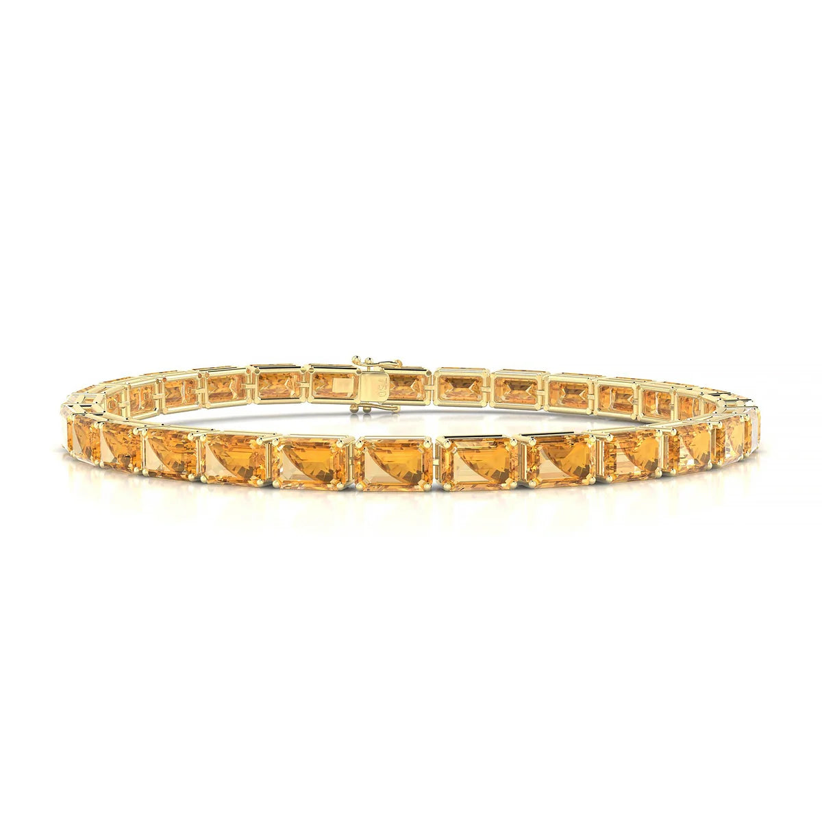 Ozu | 18k Yellow Gold 6 x 4 mm Emerald Natural Citrine Tennis Bracelet
