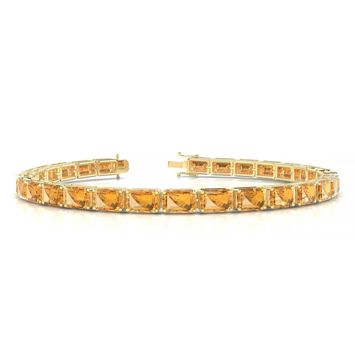Ozu | 18k Yellow Gold 6 x 4 mm Emerald Natural Citrine Tennis Bracelet