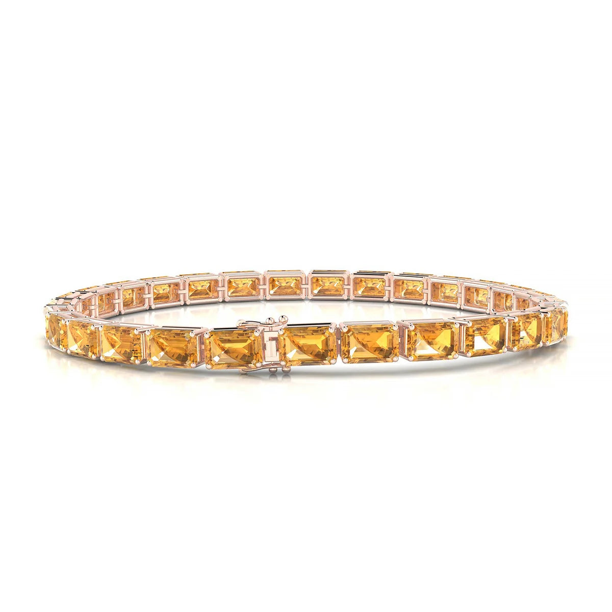 Ozu | 18k Rose Gold 6 x 4 mm Emerald Natural Citrine Tennis Bracelet