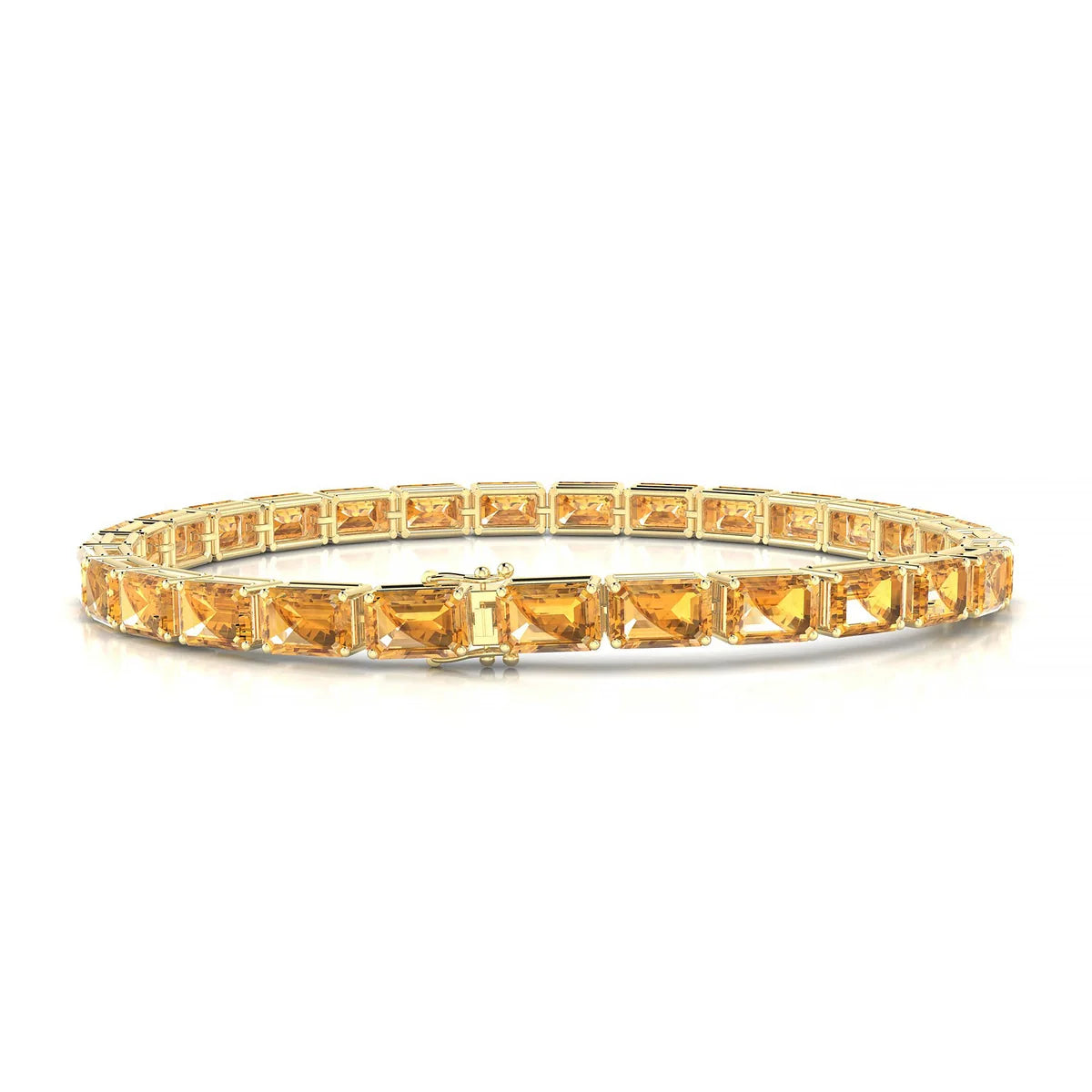 Ozu | 18k Yellow Gold 6 x 4 mm Emerald Natural Citrine Tennis Bracelet