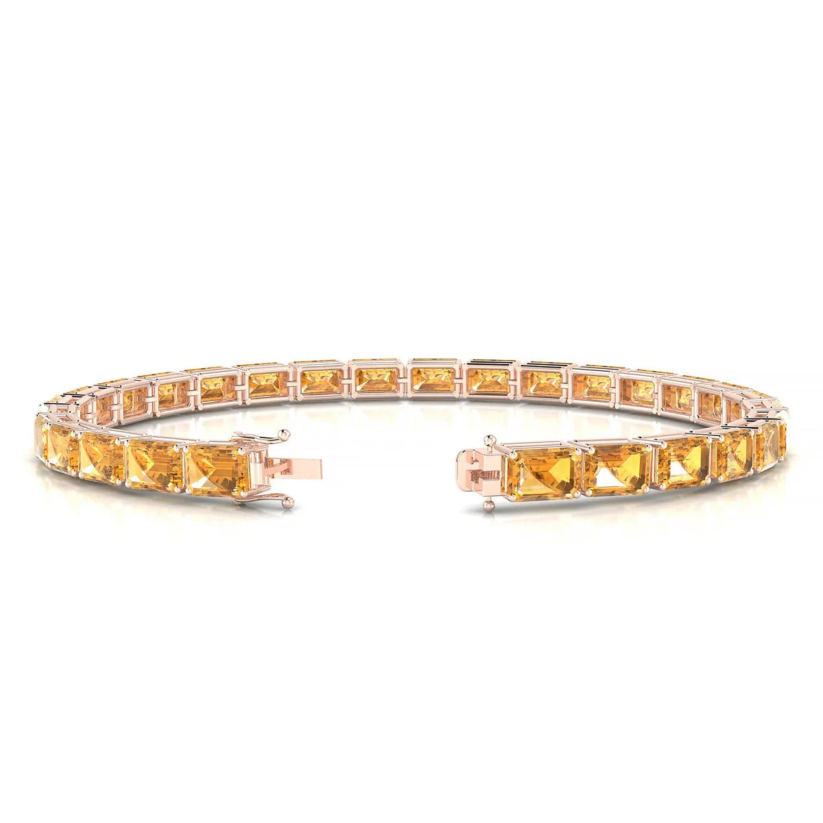Ozu | 18k Rose Gold 6 x 4 mm Emerald Natural Citrine Tennis Bracelet