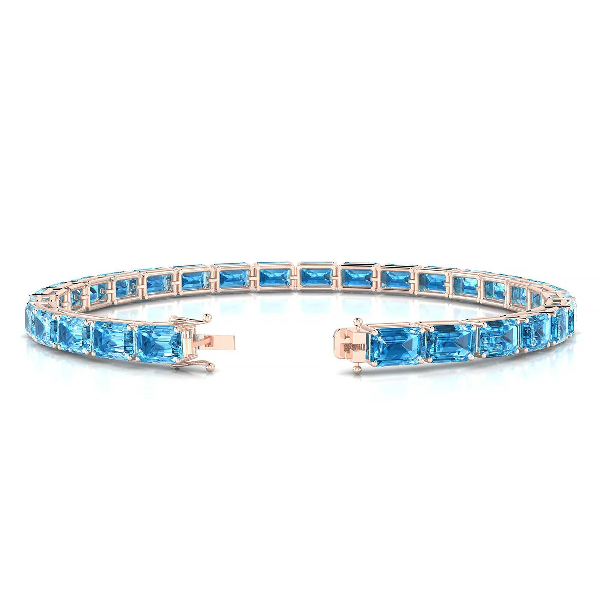 Ozu | 18k Rose Gold 6 x 4 mm Emerald Natural Topaz Tennis Bracelet