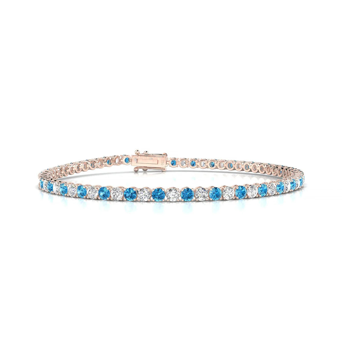 Palazzo 1-1 | 18k Rose Gold 2.5 mm Round Natural Topaz Tennis Bracelet