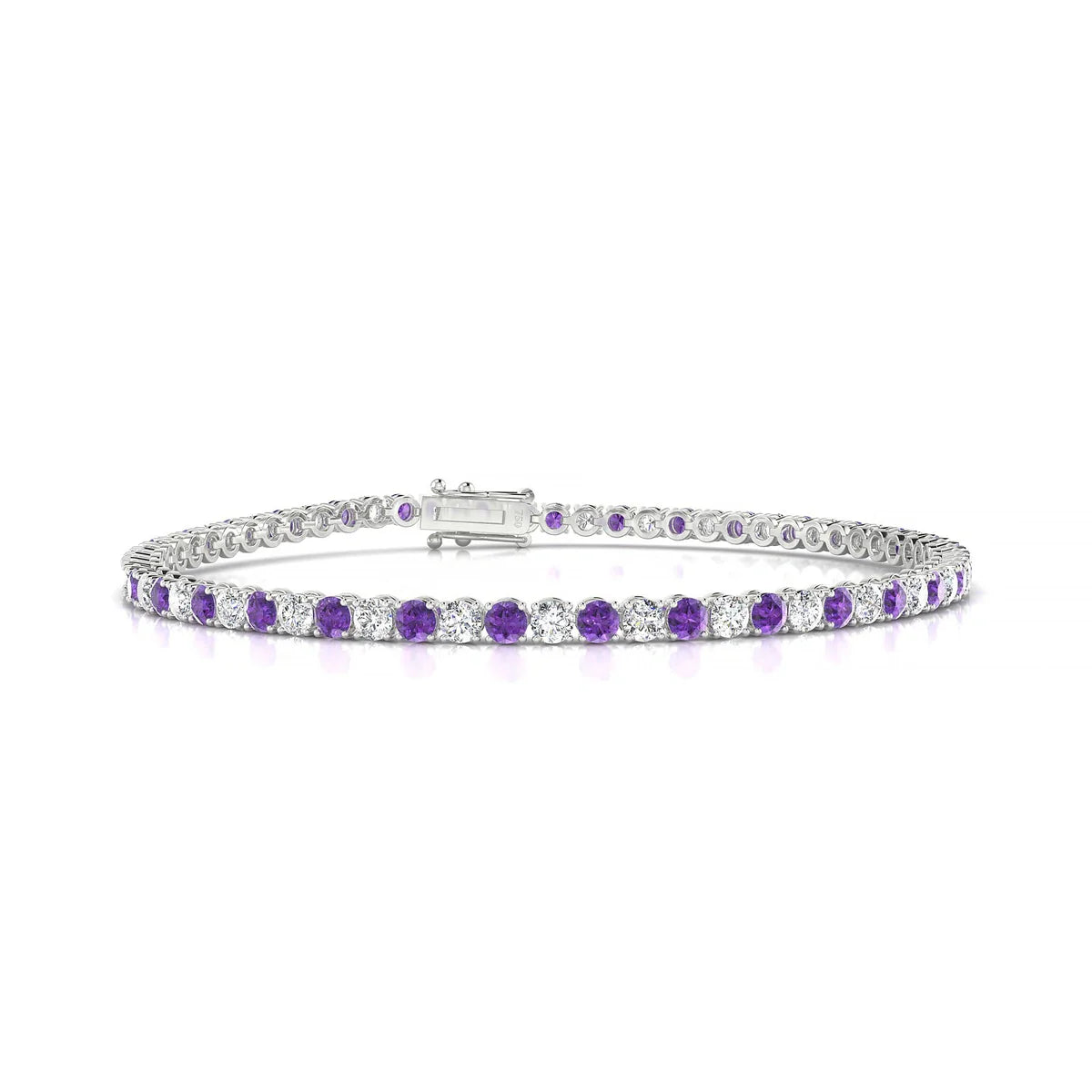 Palazzo 1-1 | 18k White Gold 2.5 mm Round Natural Amethyst Tennis Bracelet