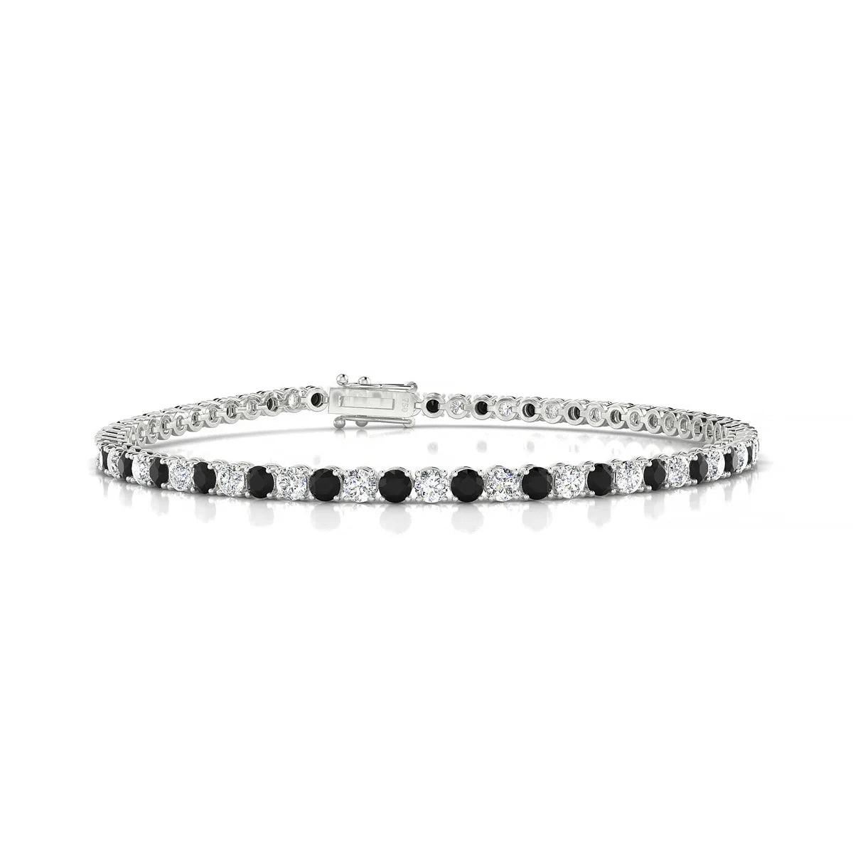 Palazzo 1-1 | 18k White Gold 2.5 mm Round Natural Black Diamond Tennis Bracelet