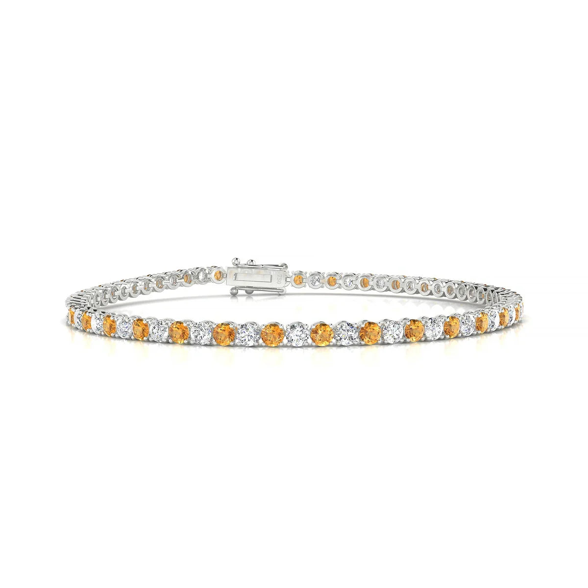 Palazzo 1-1 | 18k White Gold 2.5 mm Round Natural Citrine Tennis Bracelet