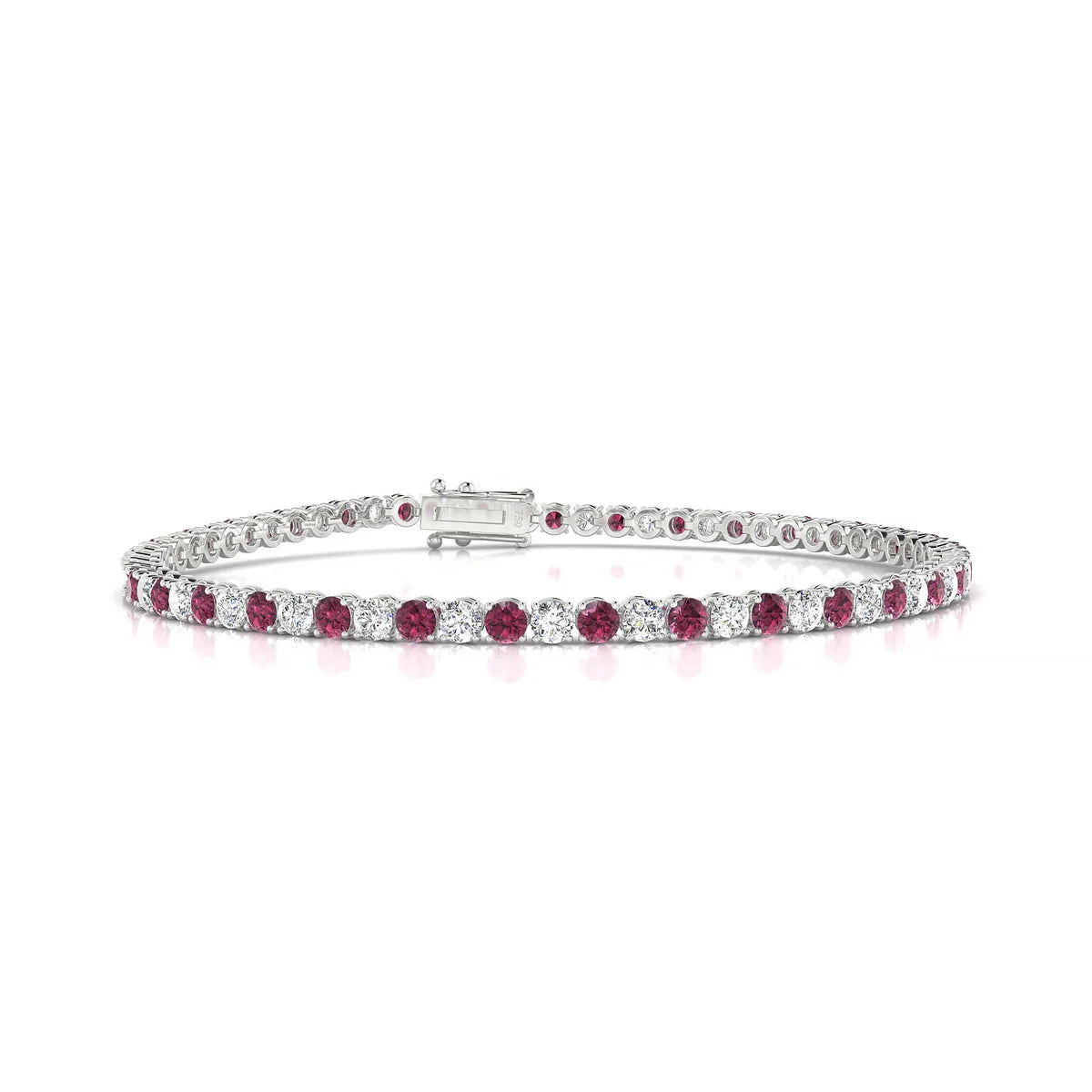 Palazzo 1-1 | 18k White Gold 2.5 mm Round Natural Rhodolite Tennis Bracelet