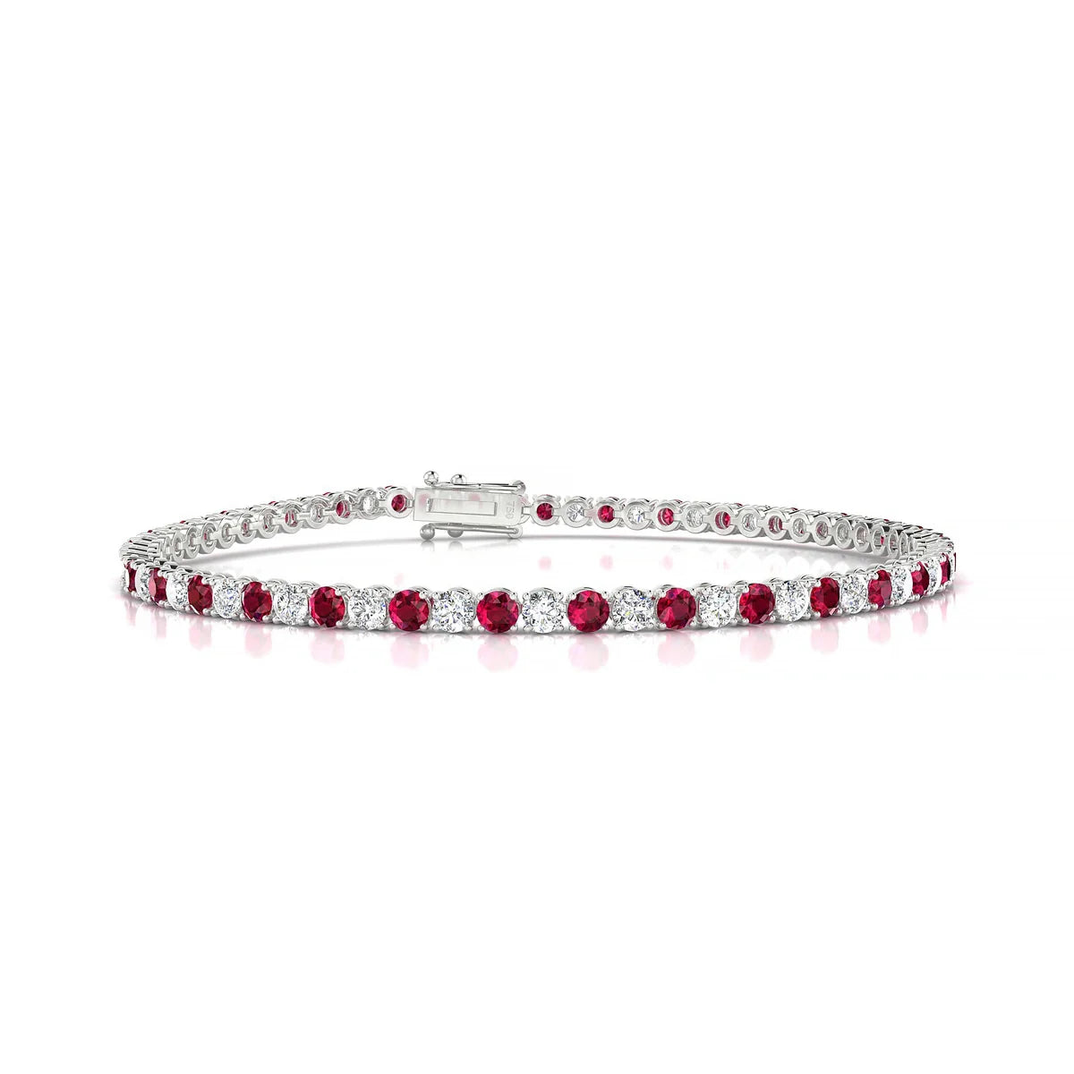 Palazzo 1-1 | 18k White Gold 2.5 mm Round Natural Ruby Tennis Bracelet