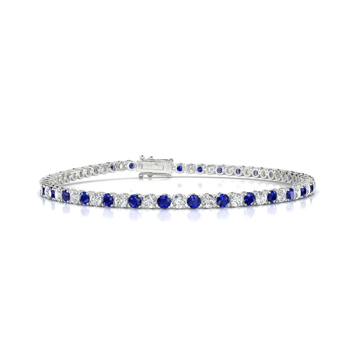 Palazzo 1-1 | 18k White Gold 2.5 mm Round Natural Sapphire Tennis Bracelet