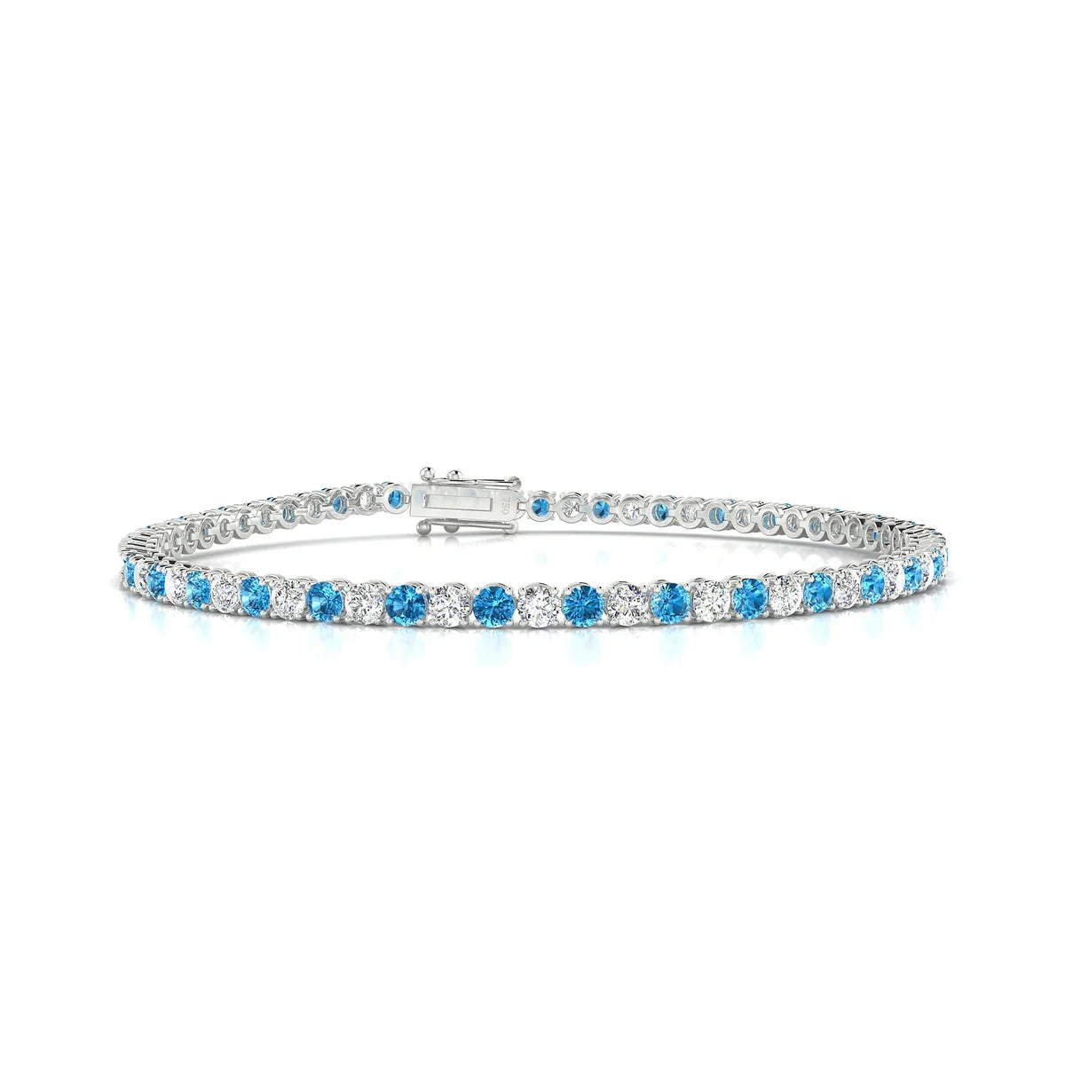 Palazzo 1-1 | 18k White Gold 2.5 mm Round Natural Topaz Tennis Bracelet