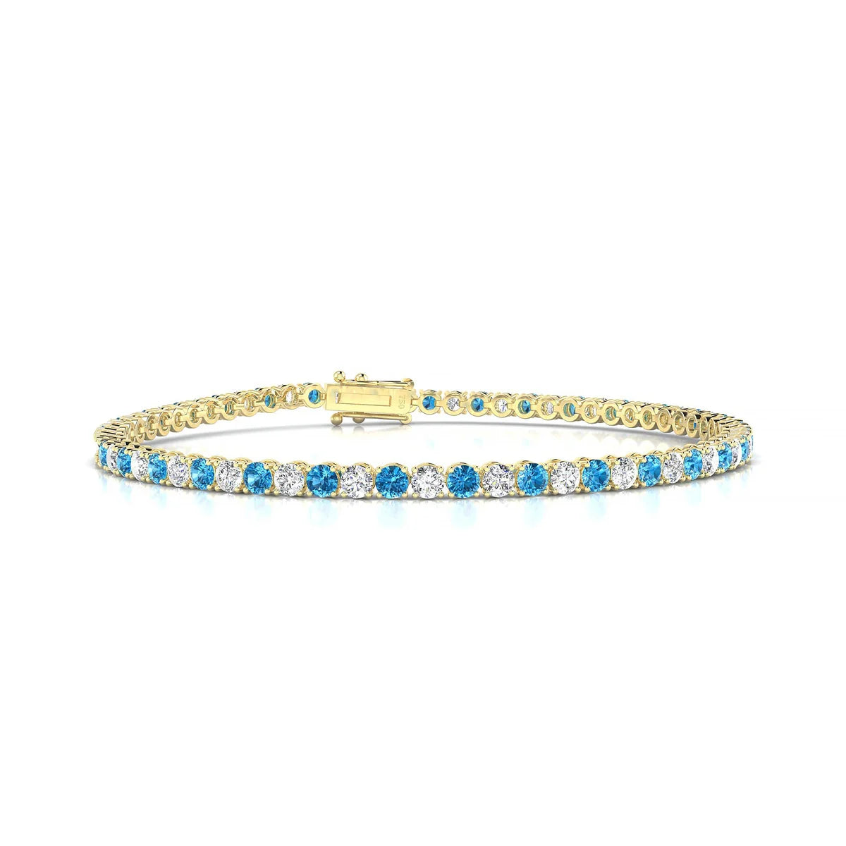 Palazzo 1-1 | 18k Yellow Gold 2.5 mm Round Natural Topaz Tennis Bracelet