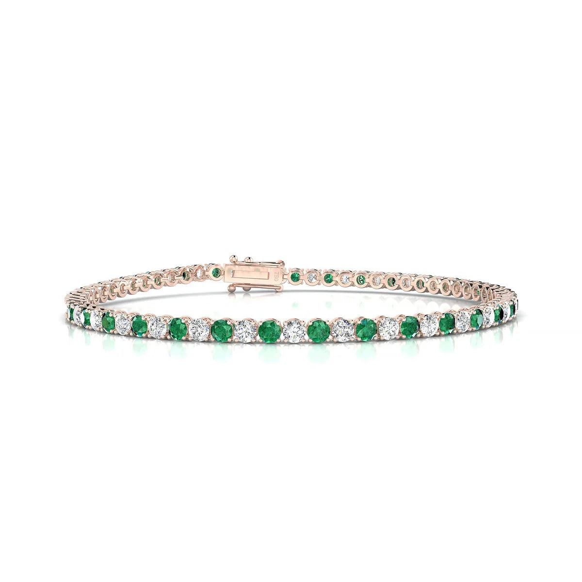 Palazzo 1-1 | 18k Rose Gold 2.5 mm Round Natural Emerald Tennis Bracelet