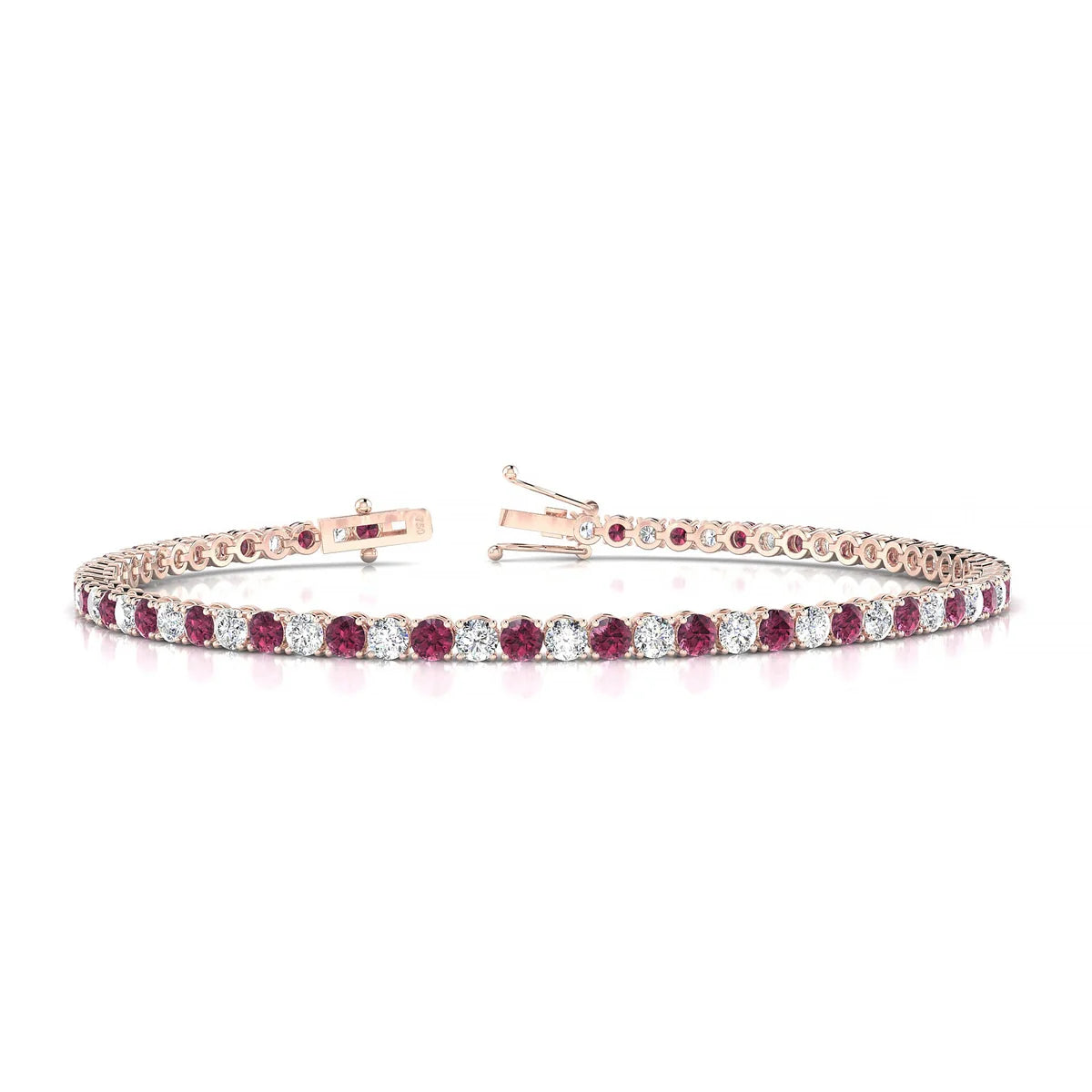 Palazzo 1-1 | 18k Rose Gold 2.5 mm Round Natural Rhodolite Tennis Bracelet