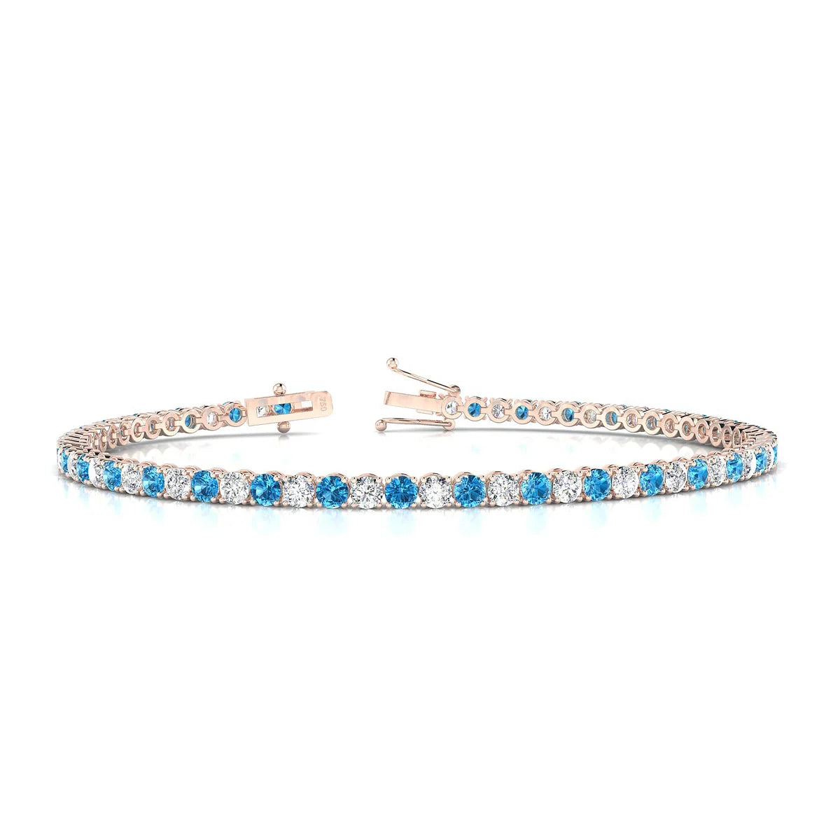 Palazzo 1-1 | 18k Rose Gold 2.5 mm Round Natural Topaz Tennis Bracelet