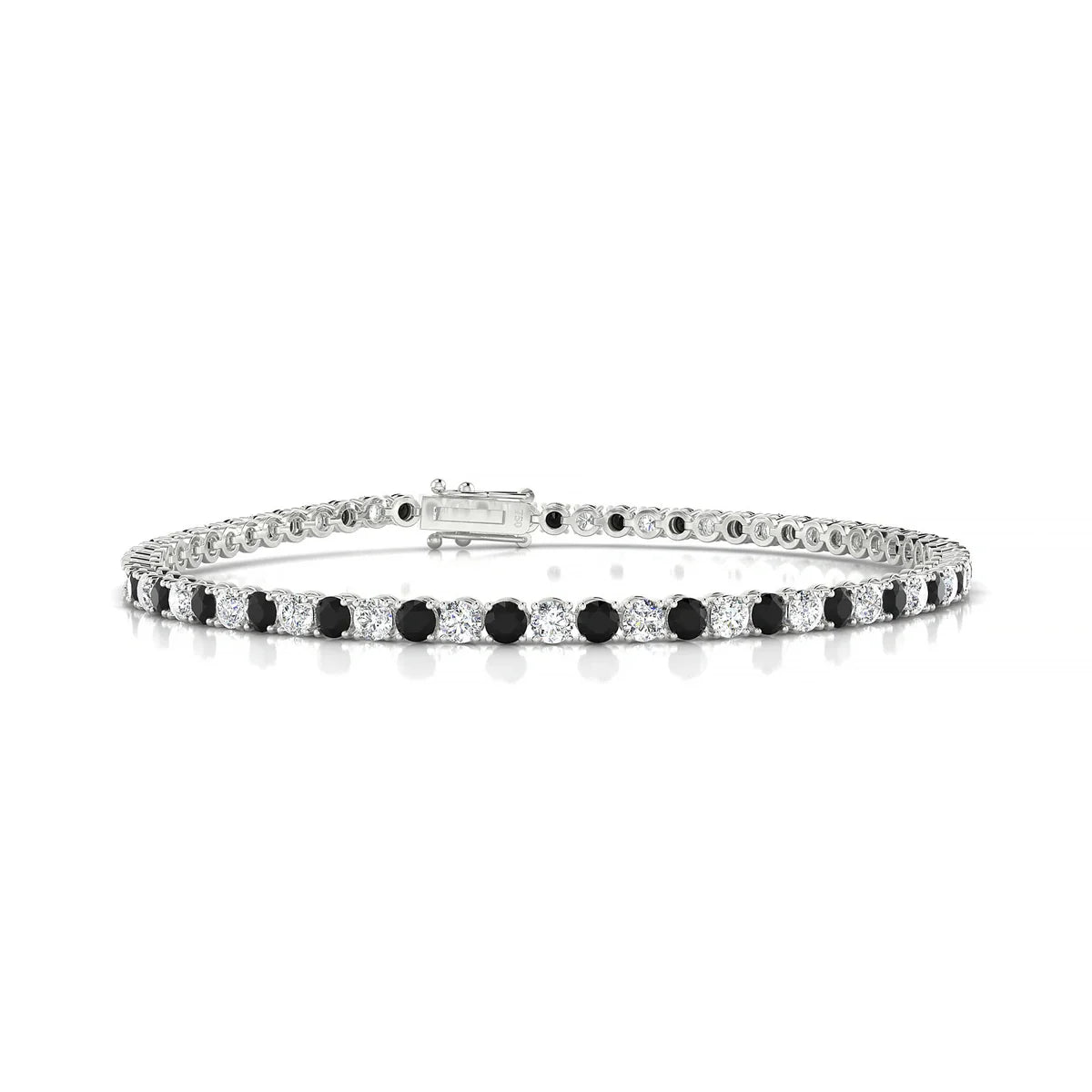 Palazzo 1-1 | 18k White Gold 2.5 mm Round Natural Black Diamond Tennis Bracelet