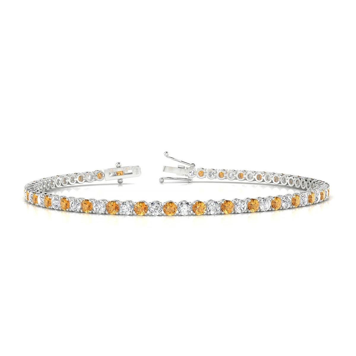 Palazzo 1-1 | 18k White Gold 2.5 mm Round Natural Citrine Tennis Bracelet