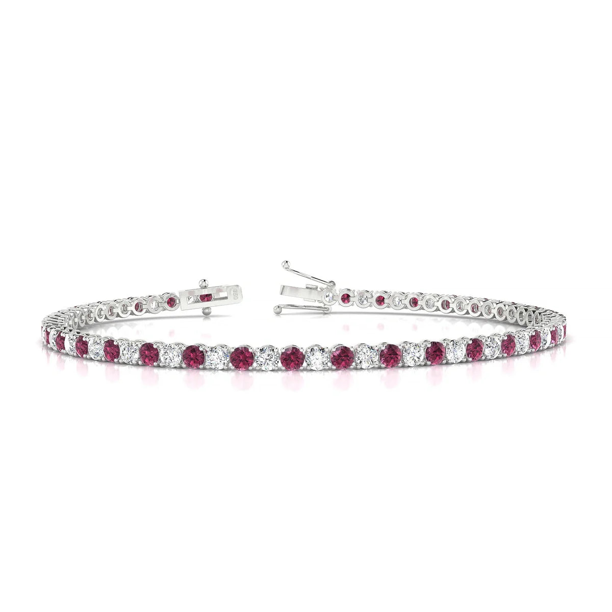 Palazzo 1-1 | 18k White Gold 2.5 mm Round Natural Rhodolite Tennis Bracelet