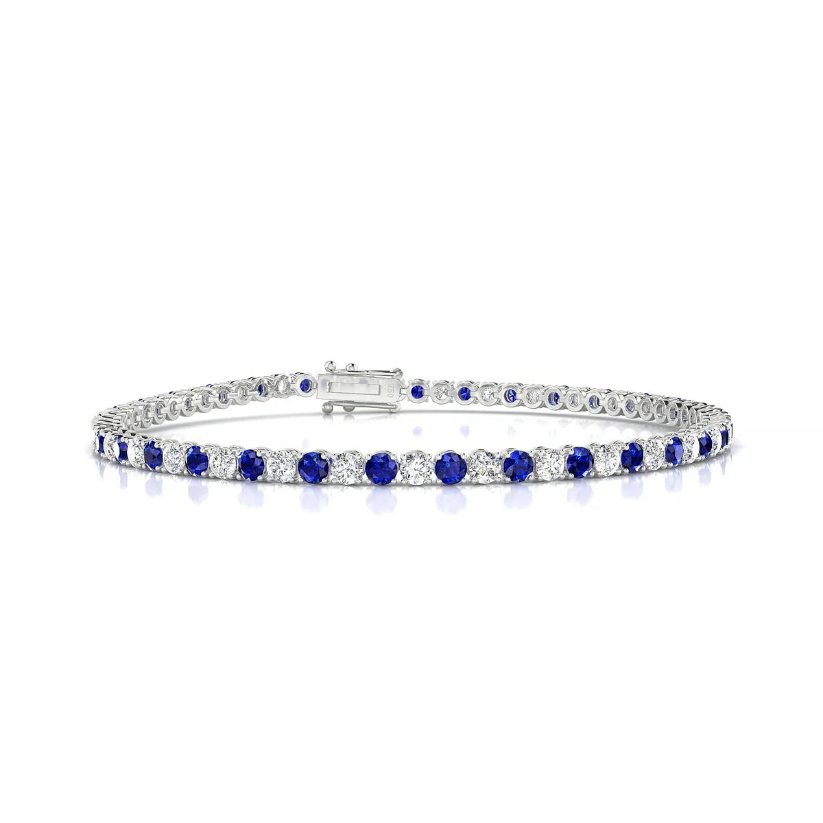 Palazzo 1-1 | 18k White Gold 2.5 mm Round Natural Sapphire Tennis Bracelet