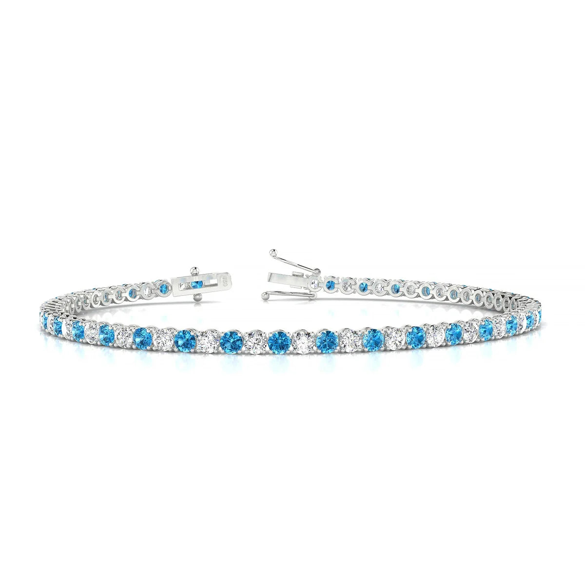 Palazzo 1-1 | 18k White Gold 2.5 mm Round Natural Topaz Tennis Bracelet