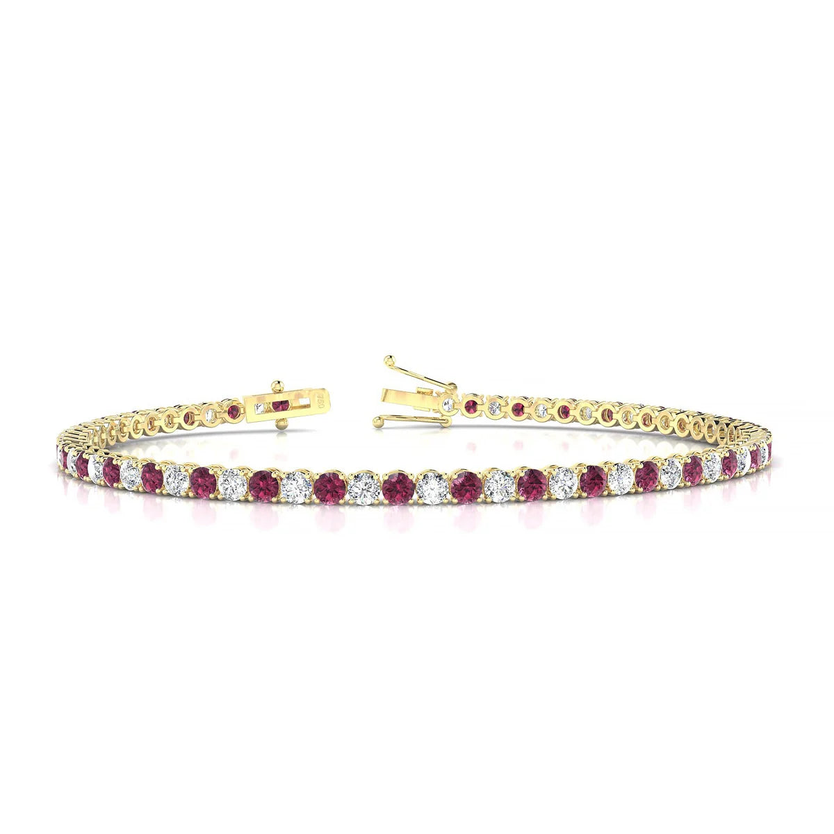 Palazzo 1-1 | 18k Yellow Gold 2.5 mm Round Natural Rhodolite Tennis Bracelet