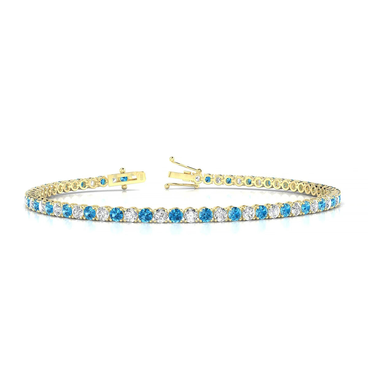 Palazzo 1-1 | 18k Yellow Gold 2.5 mm Round Natural Topaz Tennis Bracelet