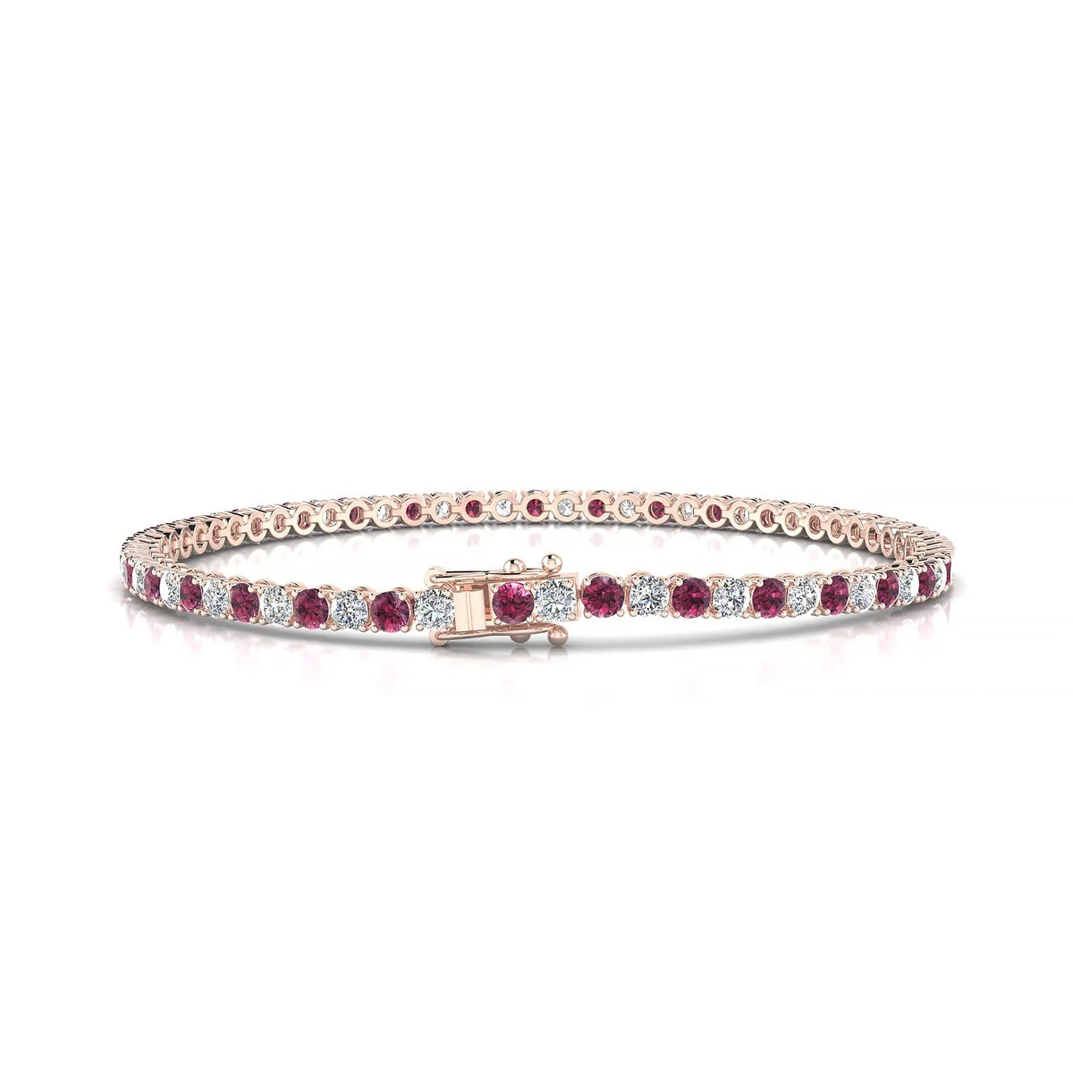 Palazzo 1-1 | 18k Rose Gold 2.5 mm Round Natural Rhodolite Tennis Bracelet