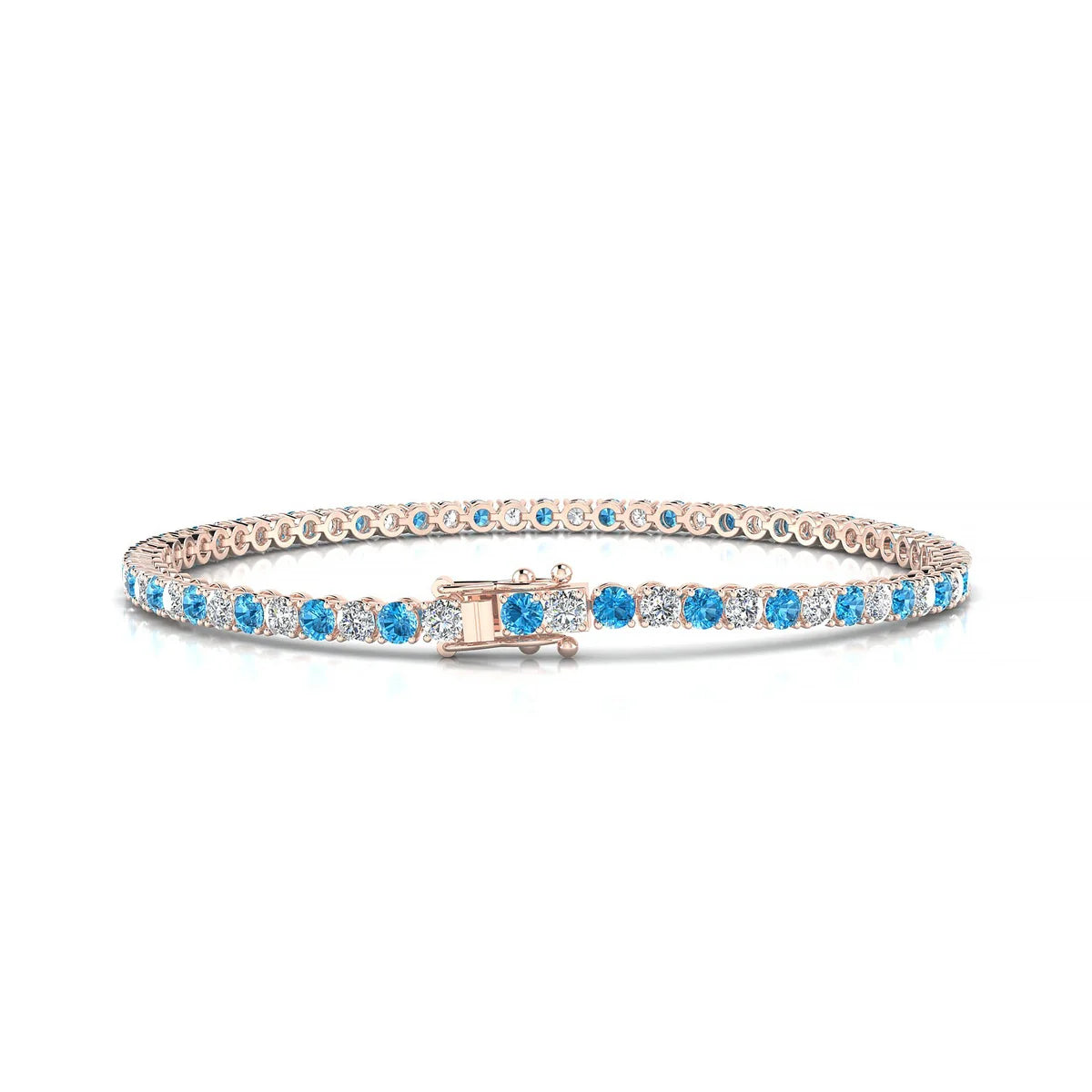 Palazzo 1-1 | 18k Rose Gold 2.5 mm Round Natural Topaz Tennis Bracelet