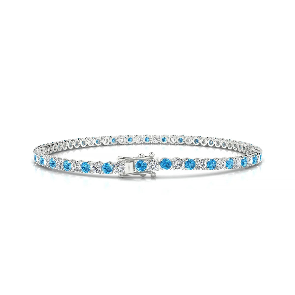Palazzo 1-1 | 18k White Gold 2.5 mm Round Natural Topaz Tennis Bracelet