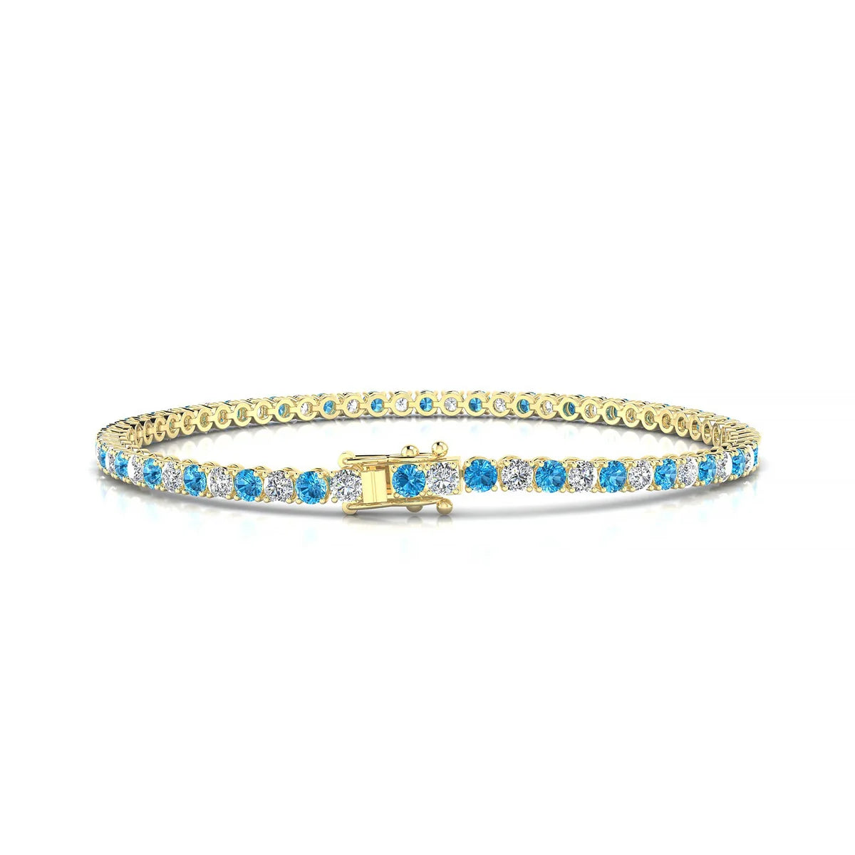 Palazzo 1-1 | 18k Yellow Gold 2.5 mm Round Natural Topaz Tennis Bracelet