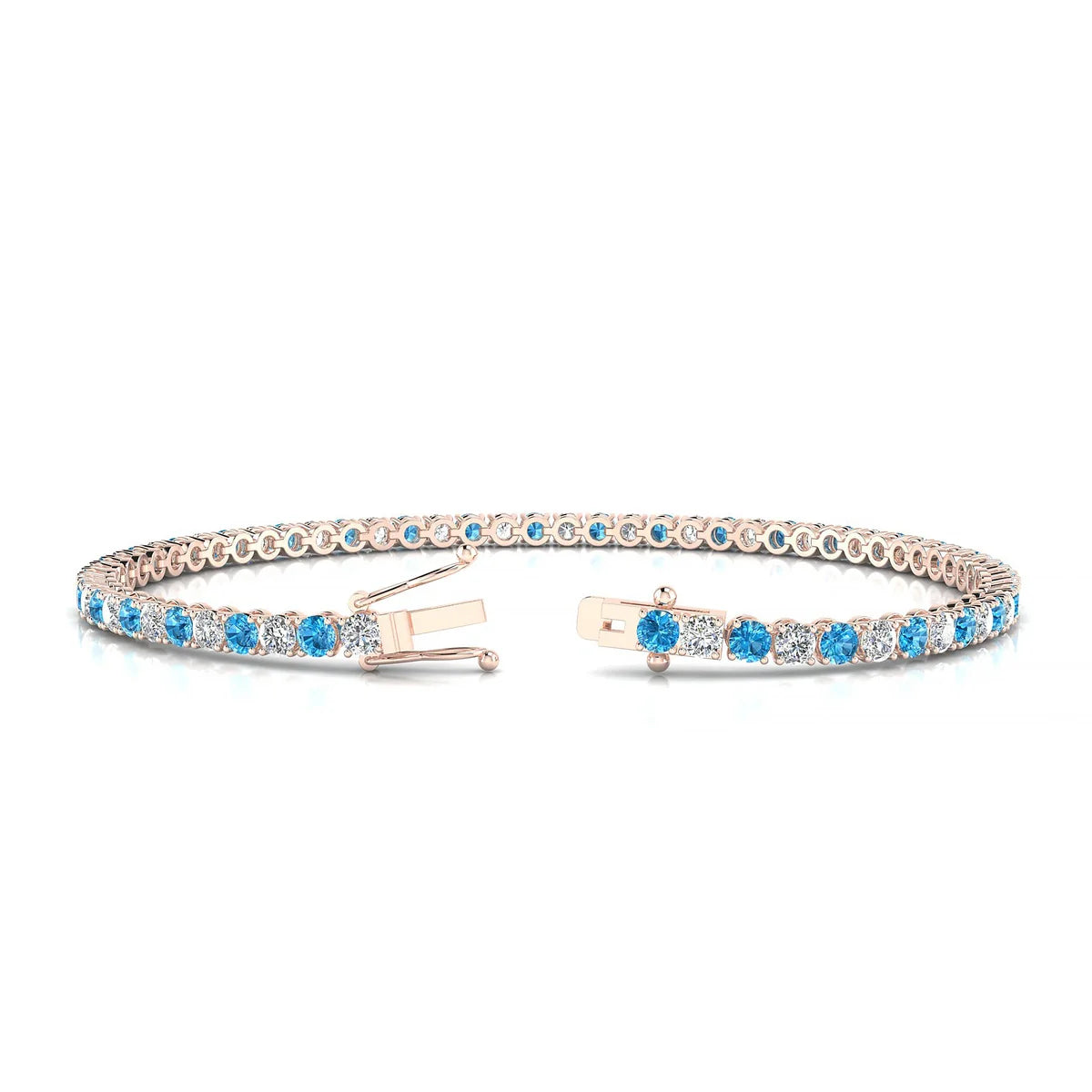 Palazzo 1-1 | 18k Rose Gold 2.5 mm Round Natural Topaz Tennis Bracelet